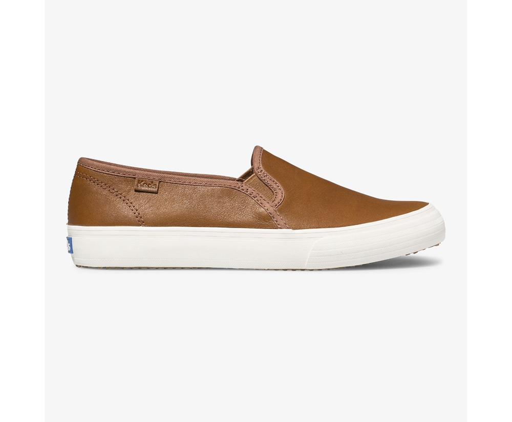 Keds Slip Ons Damen Braun - Double Decker Leder - MYW-456870